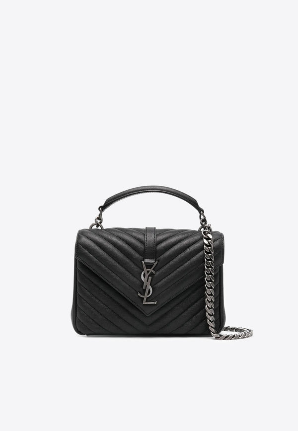 Saint Laurent Medium College Quilted Leather Shoulder Bag Black 600279BRM04_1000