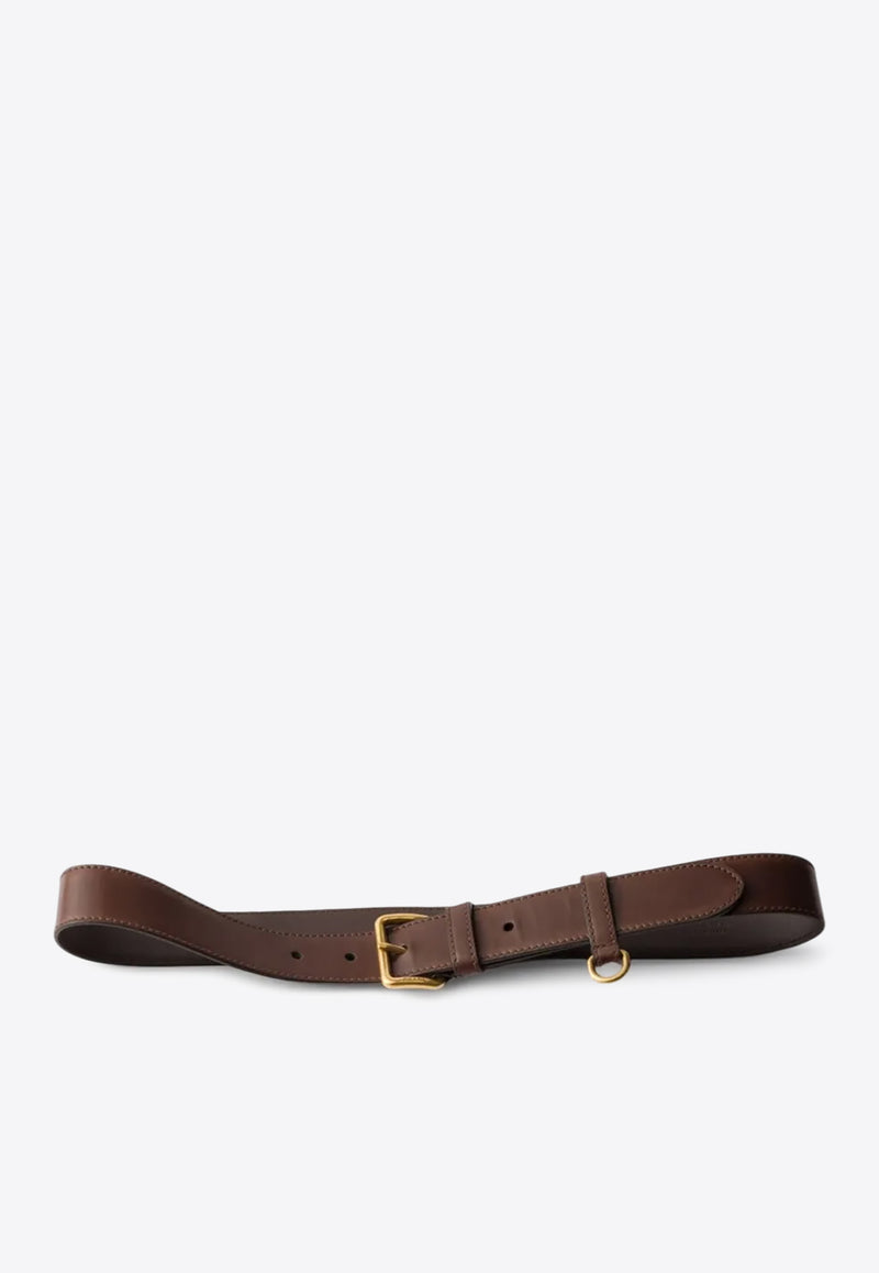Prada Antique Leather Belt with D-ring Brown 1CS1322HII_F0192
