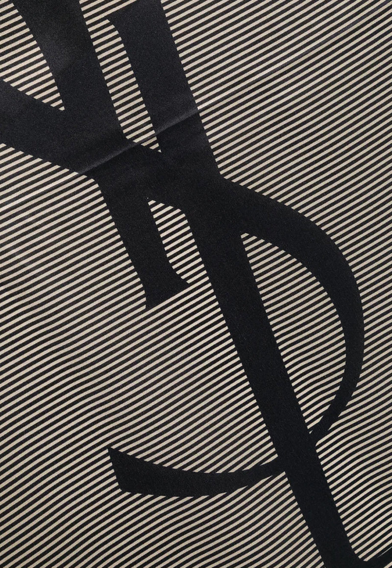 Saint Laurent Cassandre Print Silk Scarf  Navy 8221383Y039_4178