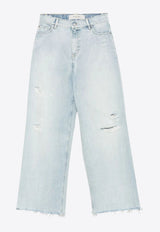 Golden Goose DB Logo Patch Destressed Boyfriend Jeans Light Blue GWP02079P001850_50134