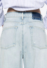 Golden Goose DB Logo Patch Destressed Boyfriend Jeans Light Blue GWP02079P001850_50134