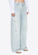 Golden Goose DB Logo Patch Destressed Boyfriend Jeans Light Blue GWP02079P001850_50134