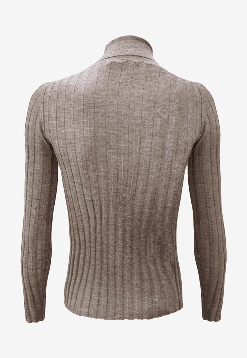 La Rose Ribbed High-Neck Sweater Beige J01121_31329