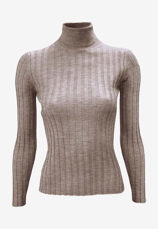 La Rose Ribbed High-Neck Sweater Beige J01121_31329