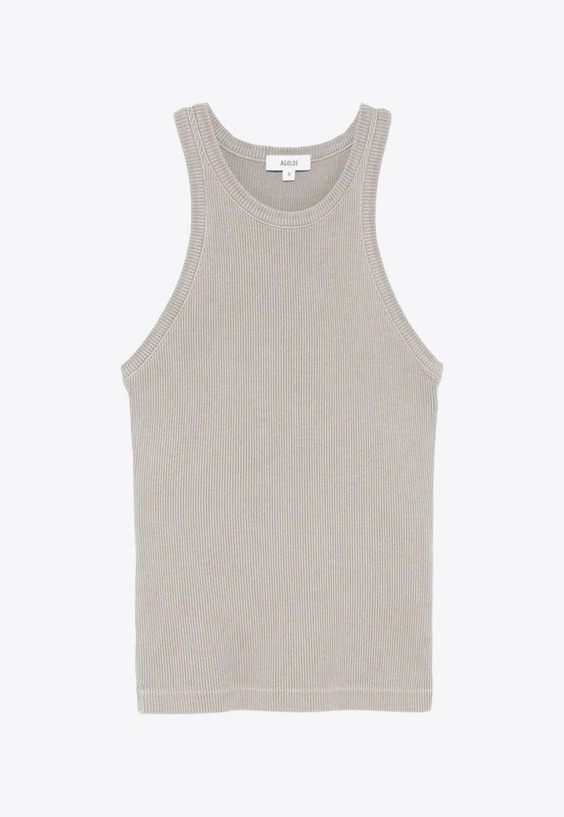 Agolde Rayne Ribbed Tank Top Gray A7356B1260_DRAB