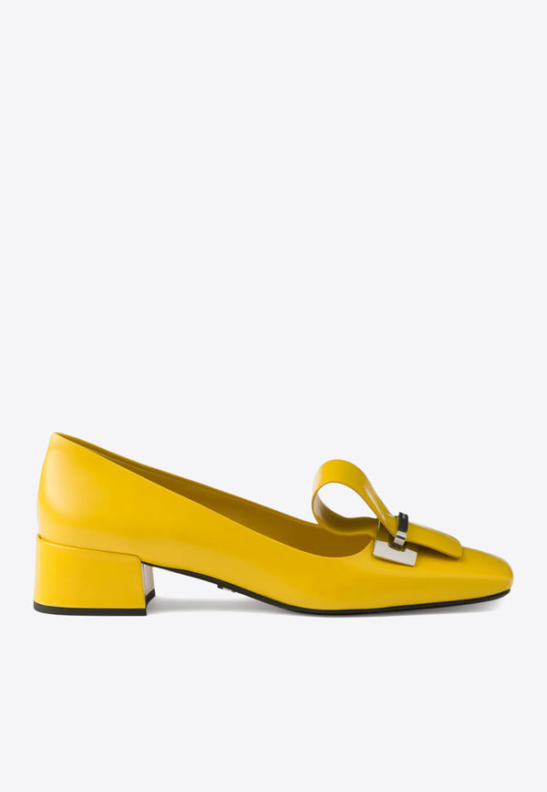 Prada 35 Brushed Leather Architectural Pumps Yellow 1I963NFD035055_F0377