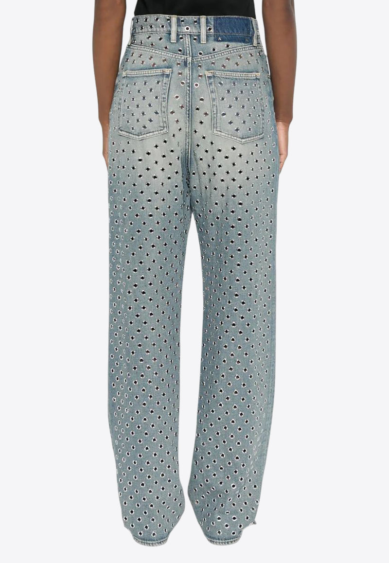 Golden Goose DB All-Over Eyelets Faded Jeans Blue GWP00844P001962_50100