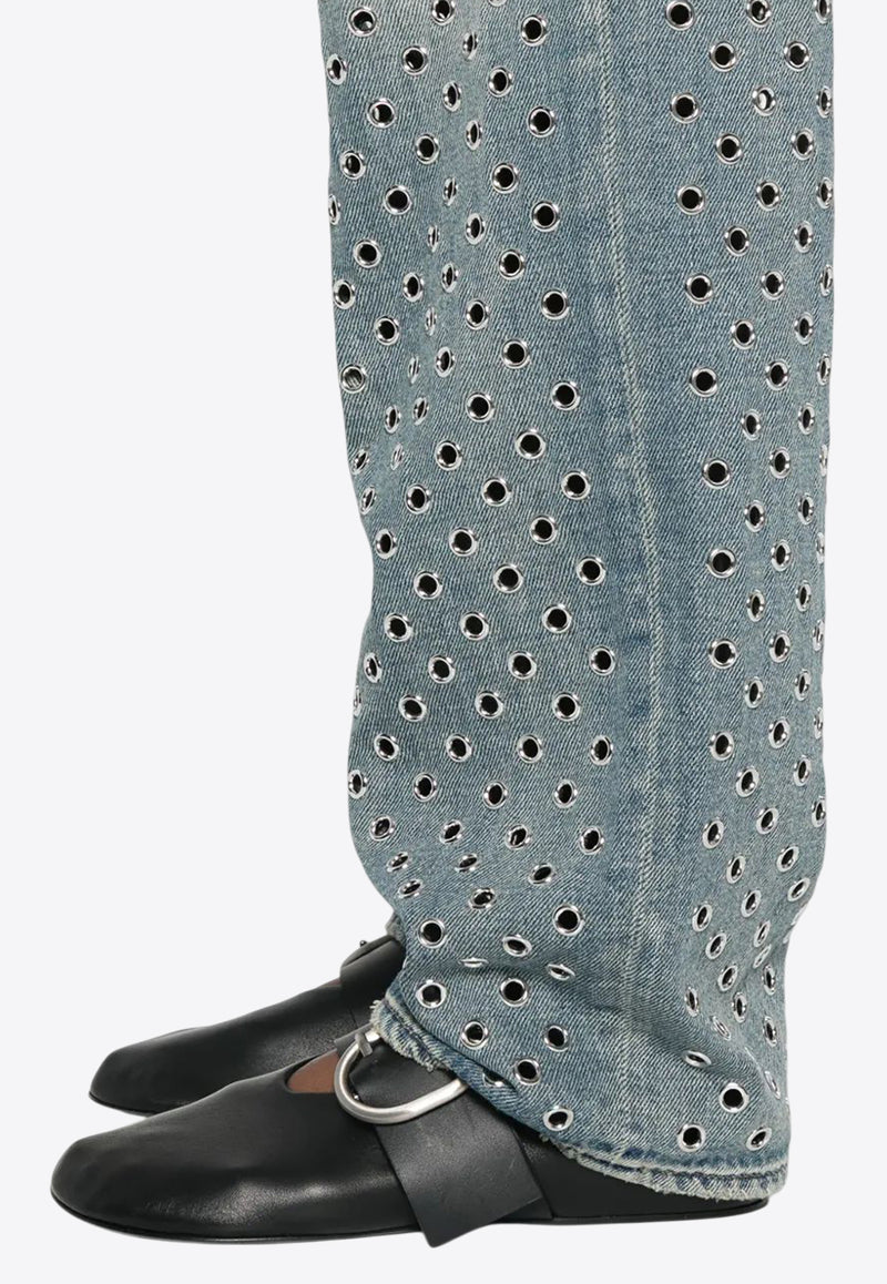 Golden Goose DB All-Over Eyelets Faded Jeans Blue GWP00844P001962_50100