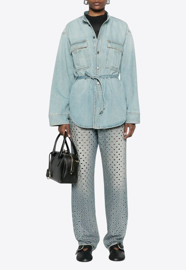 Golden Goose DB All-Over Eyelets Faded Jeans Blue GWP00844P001962_50100