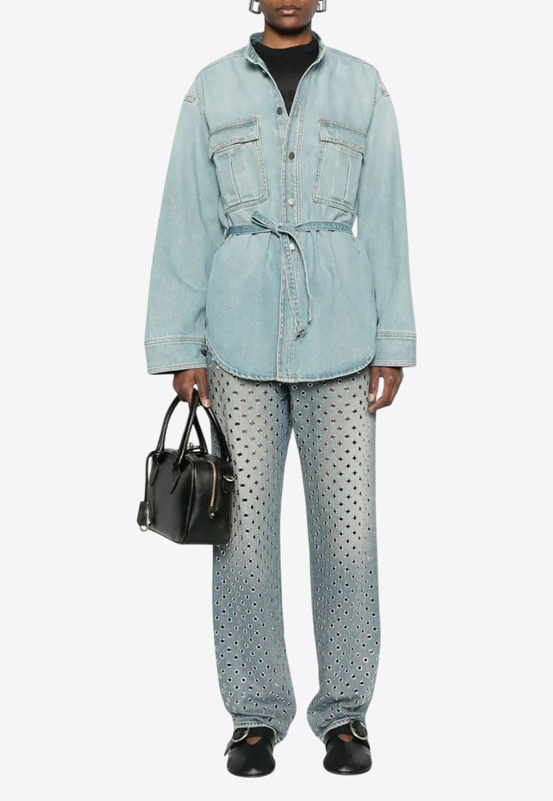 Golden Goose DB All-Over Eyelets Faded Jeans Blue GWP00844P001962_50100