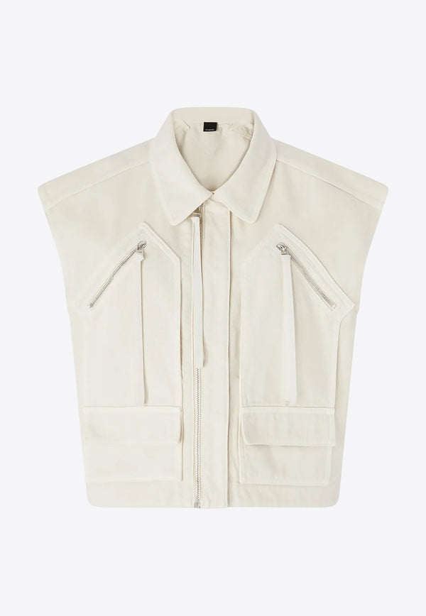 PINKO Gerard Cropped Vest White 105237A2M8_C00