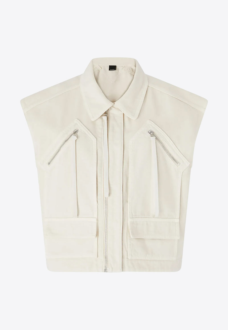 PINKO Gerard Cropped Vest White 105237A2M8_C00