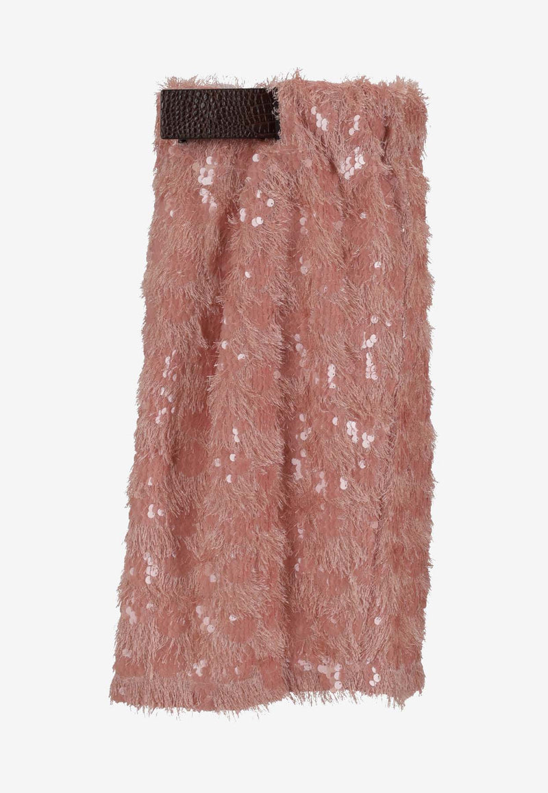 Niccolò Pasqualetti Chimera Sequined Midi Skirt Pink NP07S001PESQ_ROSA