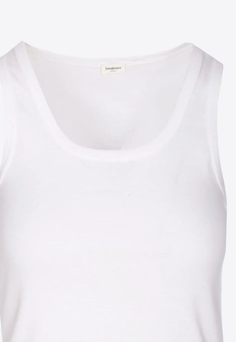 Saint Laurent Cassandre Embroidered Tank Top White 824583YB2MH_9000