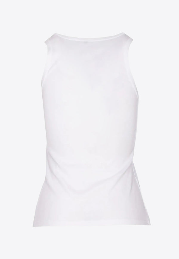 Saint Laurent Cassandre Embroidered Tank Top White 824583YB2MH_9000
