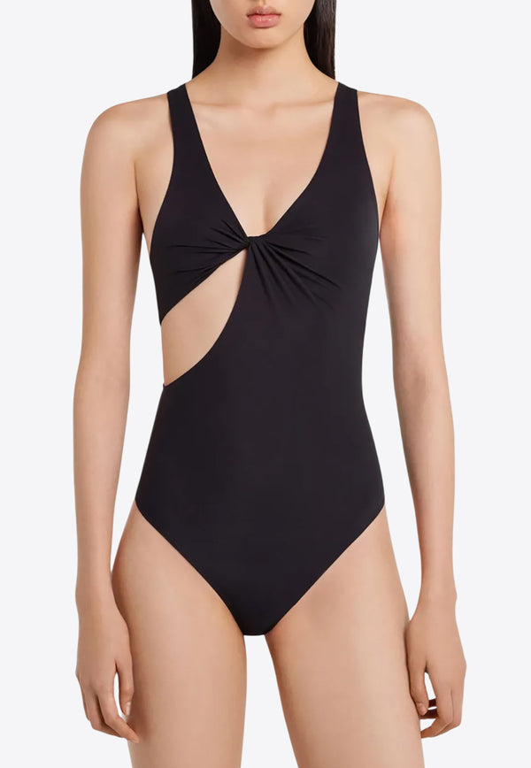 Courrèges Twist One-Piece Swimsuit  Black 225JMB049PA0127_9999