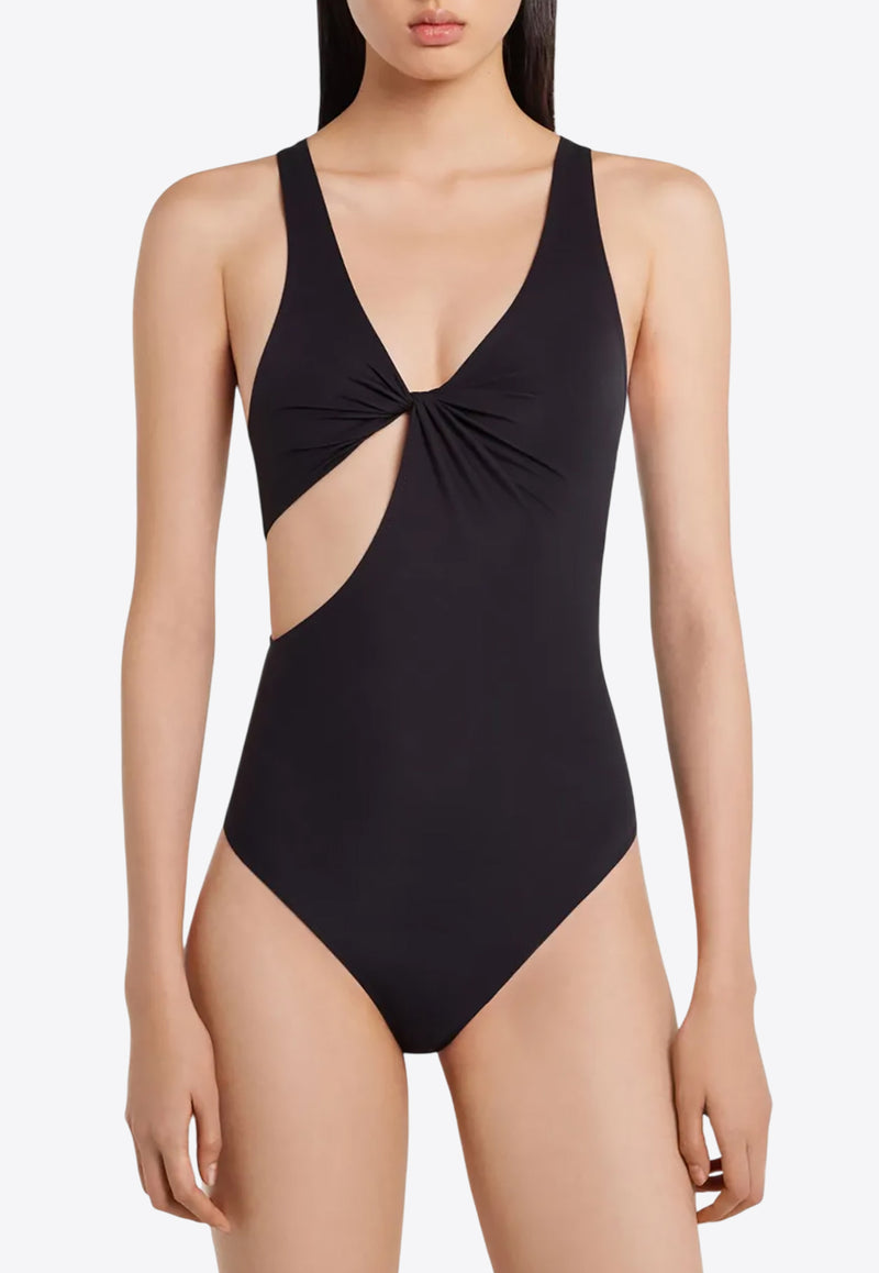 Courrèges Twist One-Piece Swimsuit  Black 225JMB049PA0127_9999
