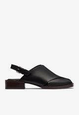 Lemaire Crossover Slingback Leather Sandals Black FO0162LL0122_BK999