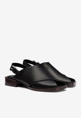 Lemaire Crossover Slingback Leather Sandals Black FO0162LL0122_BK999