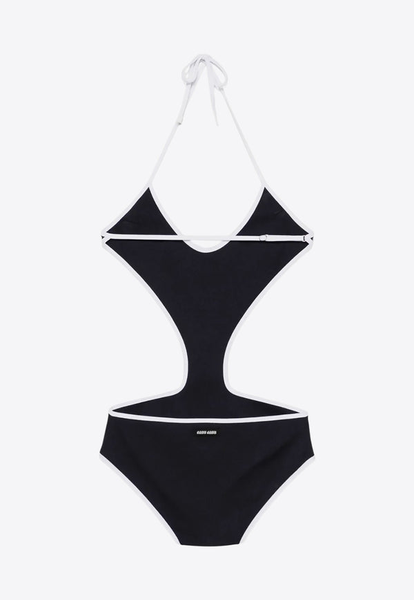 Miu Miu Cut-Out Halterneck One-Piece Swimsuit Navy MMV268SOOO14SJ_F022X