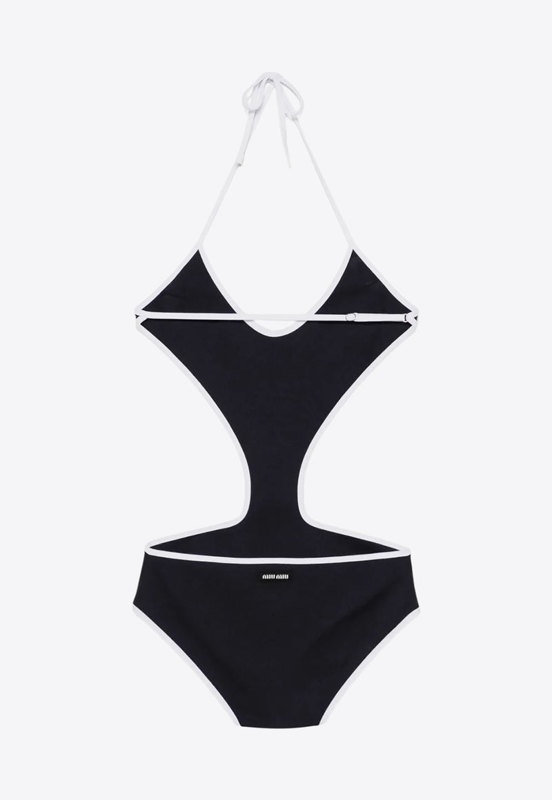 Miu Miu Cut-Out Halterneck One-Piece Swimsuit Navy MMV268SOOO14SJ_F022X