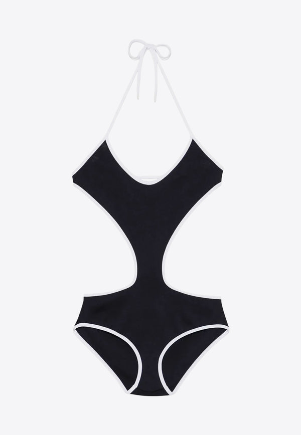 Miu Miu Cut-Out Halterneck One-Piece Swimsuit Navy MMV268SOOO14SJ_F022X