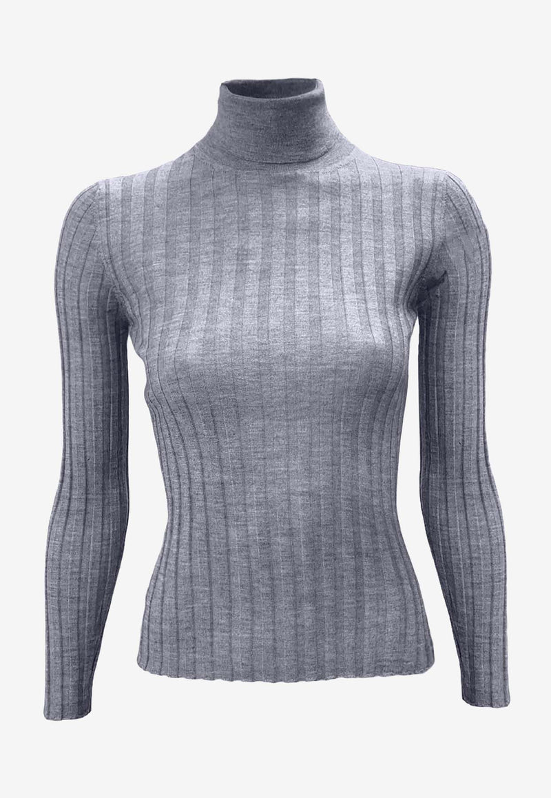 La Rose Ribbed High-Neck Sweater Gray J01121_32134