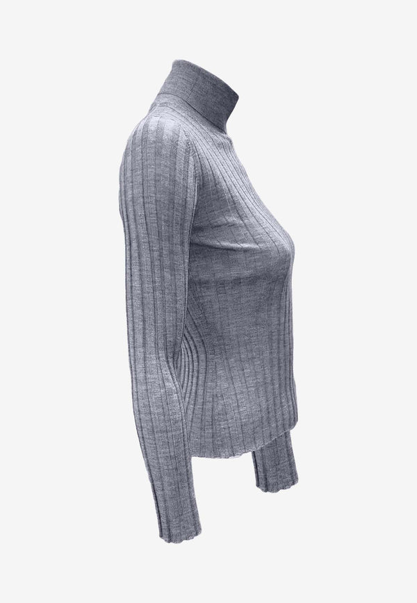 La Rose Ribbed High-Neck Sweater Gray J01121_32134