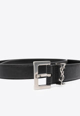 Saint Laurent Cassandre Thin Leather Belt  Black 634440BRM0E_1000