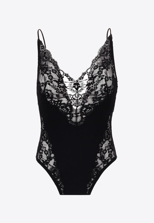 Saint Laurent Lace Bodysuit Black 813977Y3K27_1000
