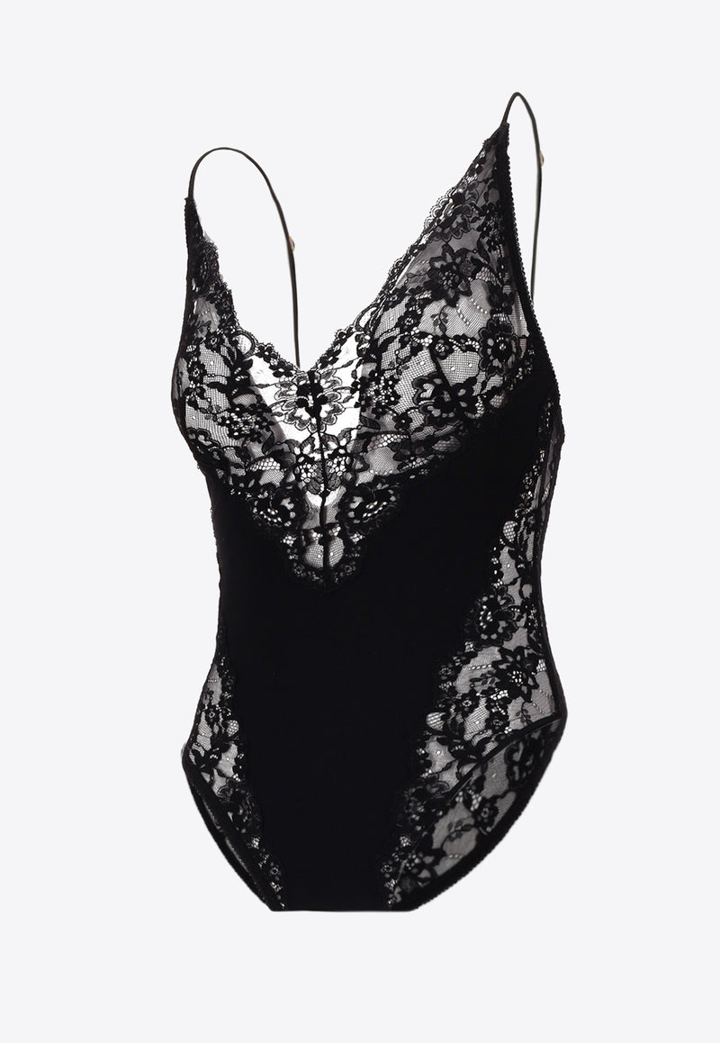 Saint Laurent Lace Bodysuit Black 813977Y3K27_1000