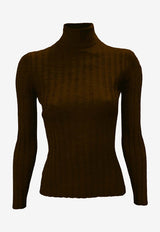 La Rose Ribbed High-Neck Sweater Brown J01121_31572