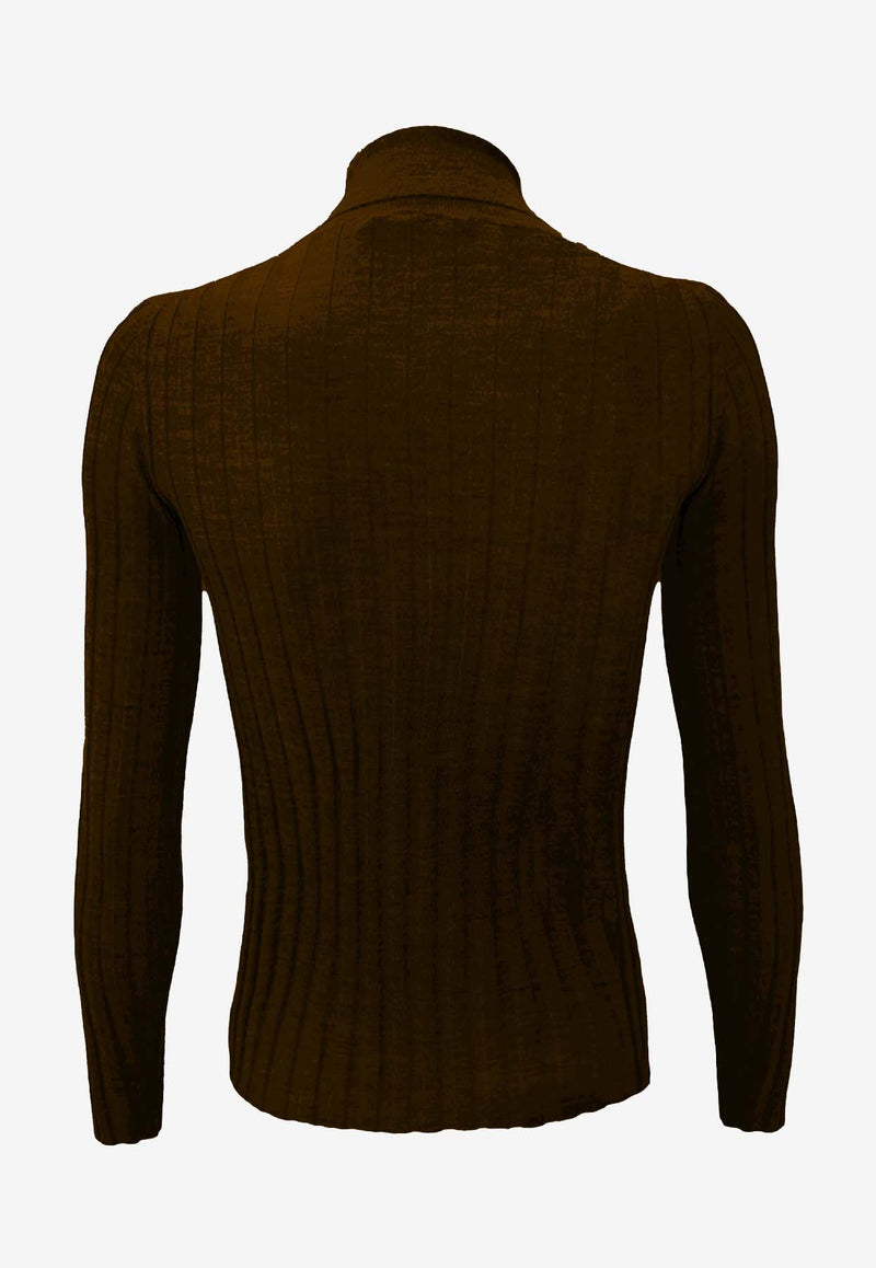 La Rose Ribbed High-Neck Sweater Brown J01121_31572