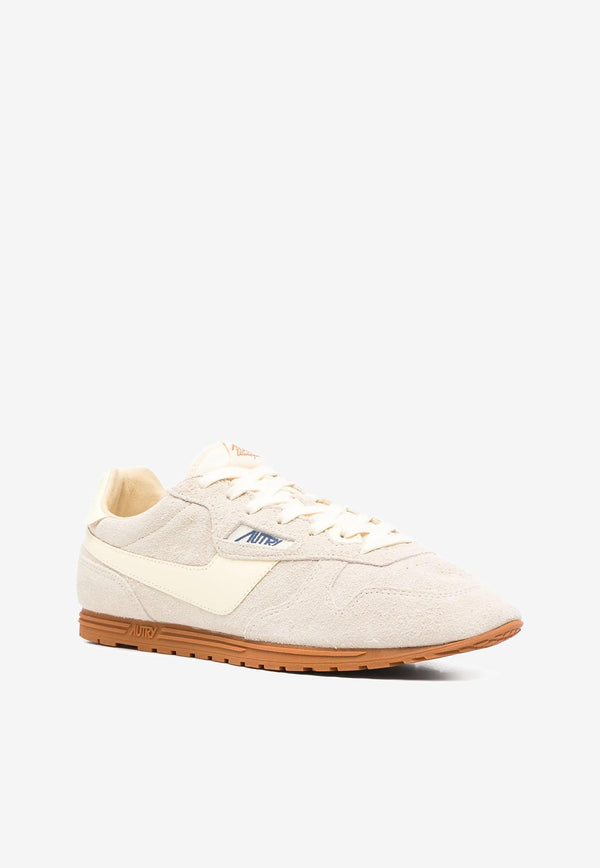 Autry Windspin Suede and Leather Sneakers Cream WSLMUB_01