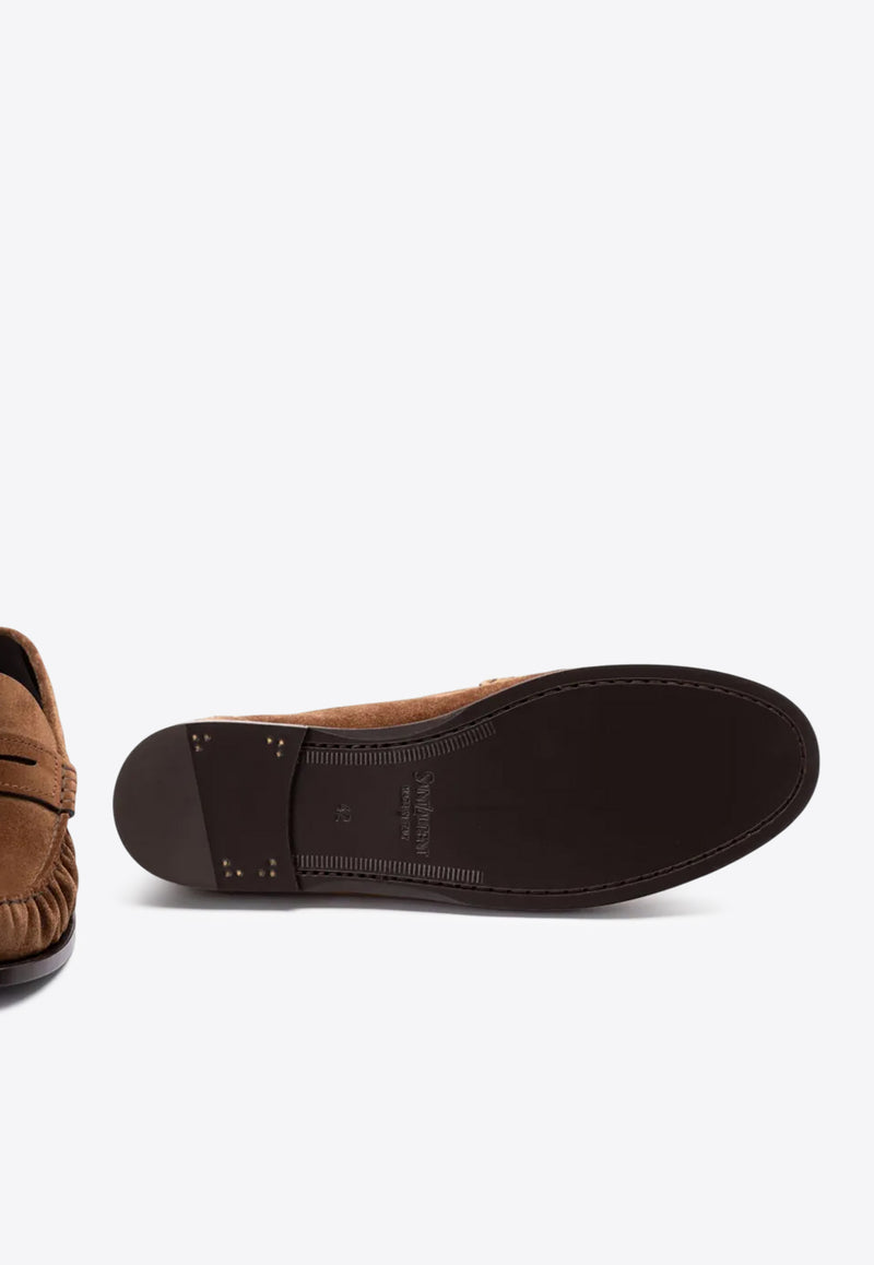 Saint Laurent Cassandre Suede Penny Loafers Brown 8211732OYAA_2732