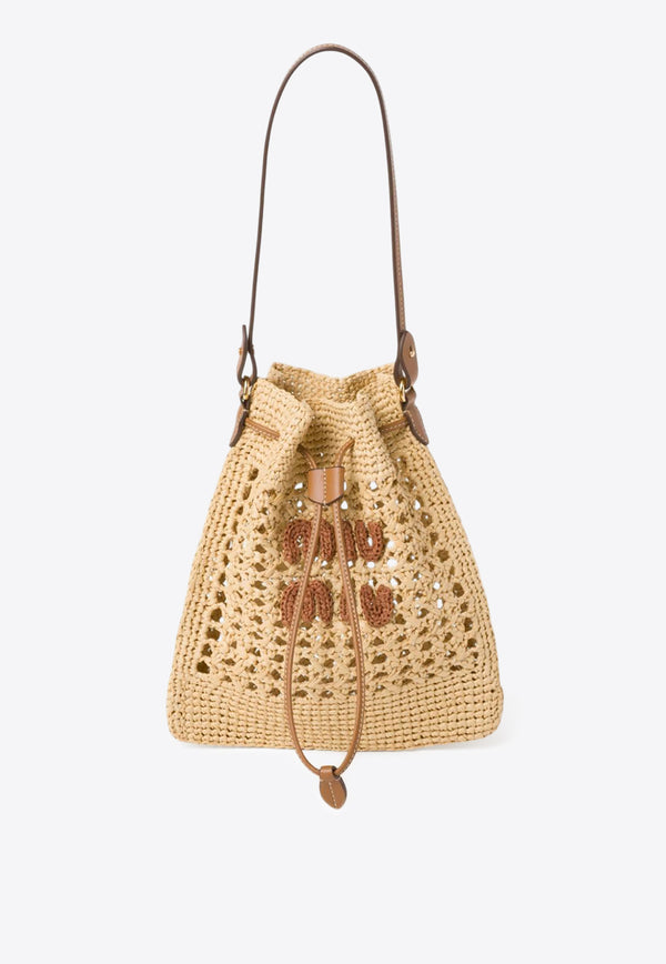 Miu Miu Mini Woven-Raffia Bucket Bag Natural 5ND0162DO1_F0A5T