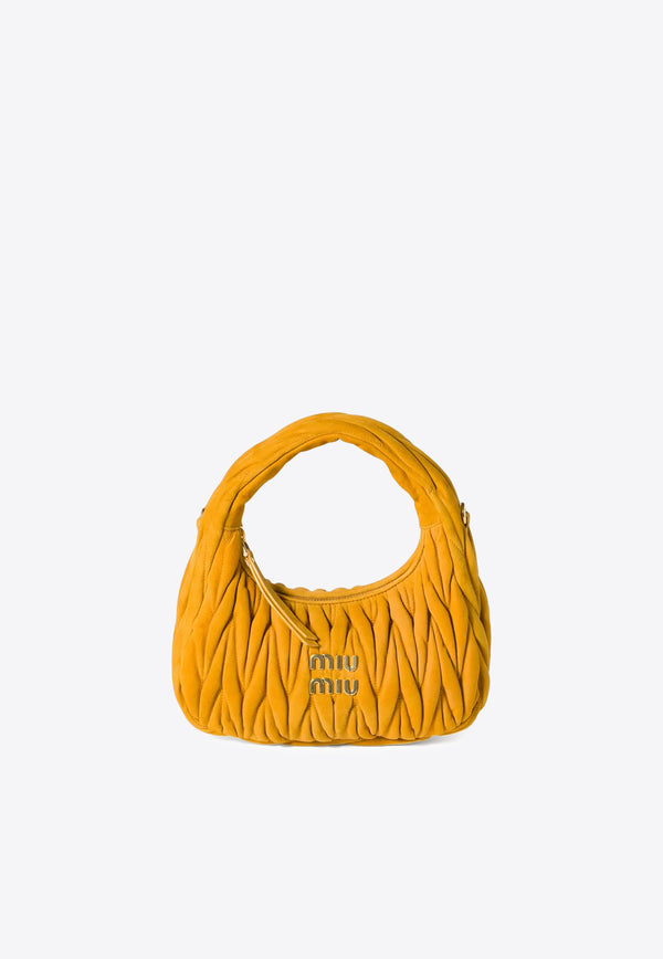 Miu Miu Wander Matelassé Suede Top Handle Bag Yellow 5BC125VOOYAB7O_F0R55