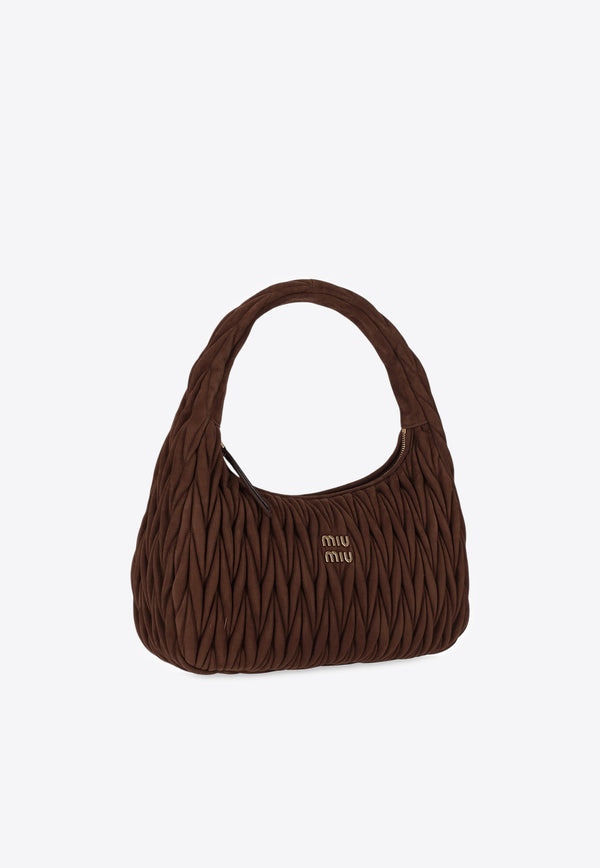 Miu Miu Wander Matelassé Suede Shoulder Bag Cocoa 5BC183VOOHAB7O_F0324