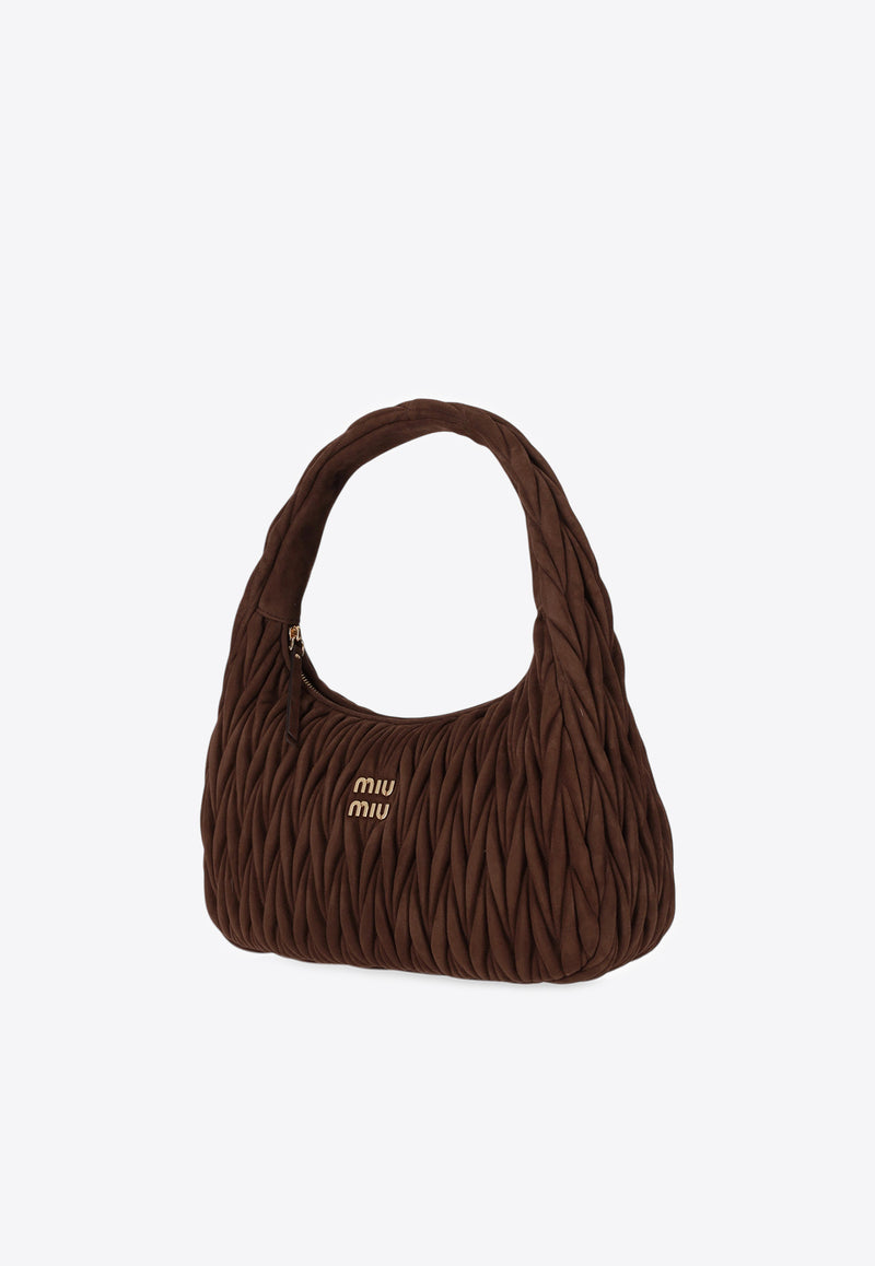 Miu Miu Wander Matelassé Suede Shoulder Bag Cocoa 5BC183VOOHAB7O_F0324