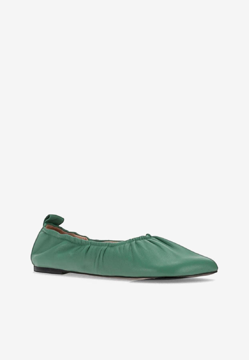 Niccolò Pasqualetti Obliqua Soft Leather Ballet Flats Green NP07F003LEA_GREEN
