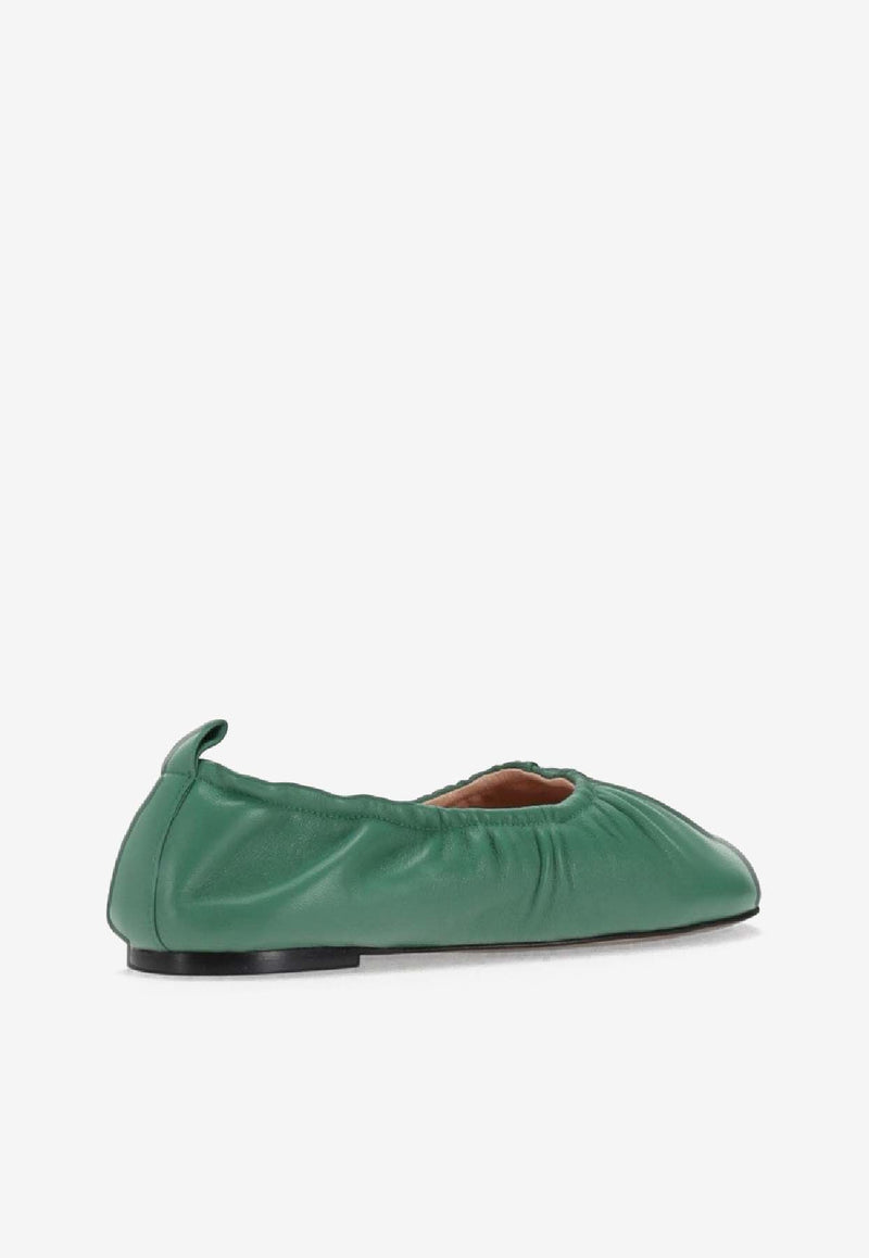 Niccolò Pasqualetti Obliqua Soft Leather Ballet Flats Green NP07F003LEA_GREEN
