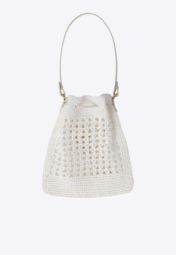Miu Miu Mini Woven-Raffia Bucket Bag White 5ND0162DO1_F0965