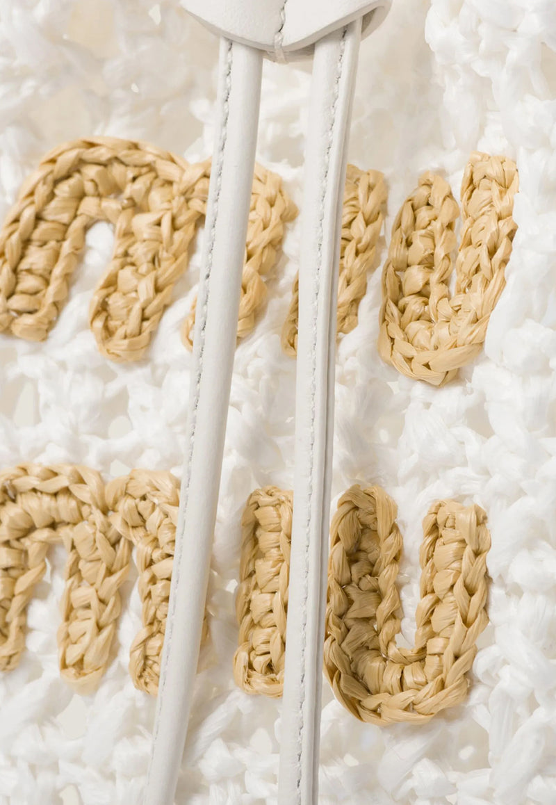 Miu Miu Mini Woven-Raffia Bucket Bag White 5ND0162DO1_F0965