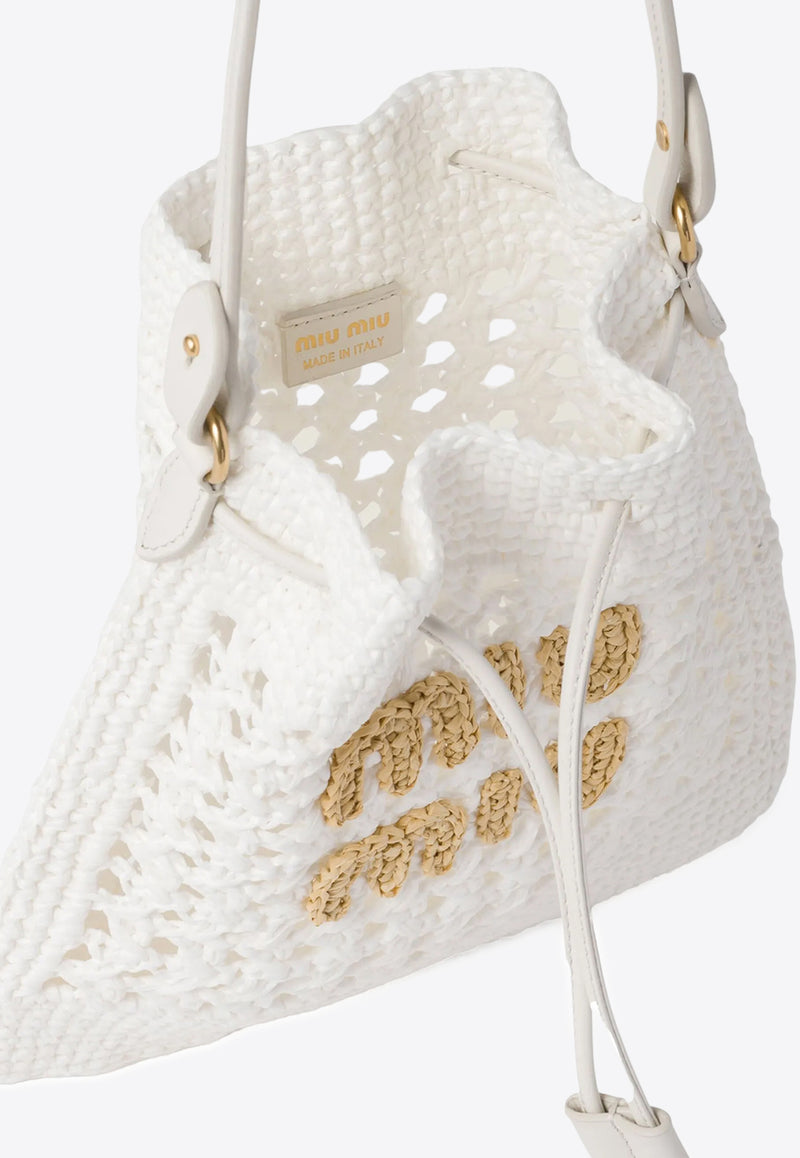 Miu Miu Mini Woven-Raffia Bucket Bag White 5ND0162DO1_F0965