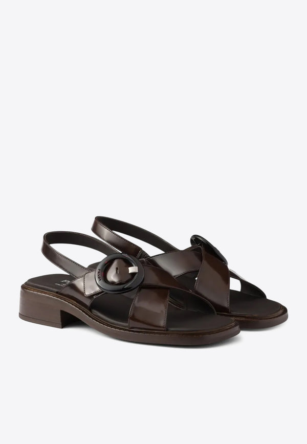 Prada Brushed Leather Slingback Flats Dark Brown 1X962NF035P39_F0038