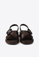 Prada Brushed Leather Slingback Flats Dark Brown 1X962NF035P39_F0038