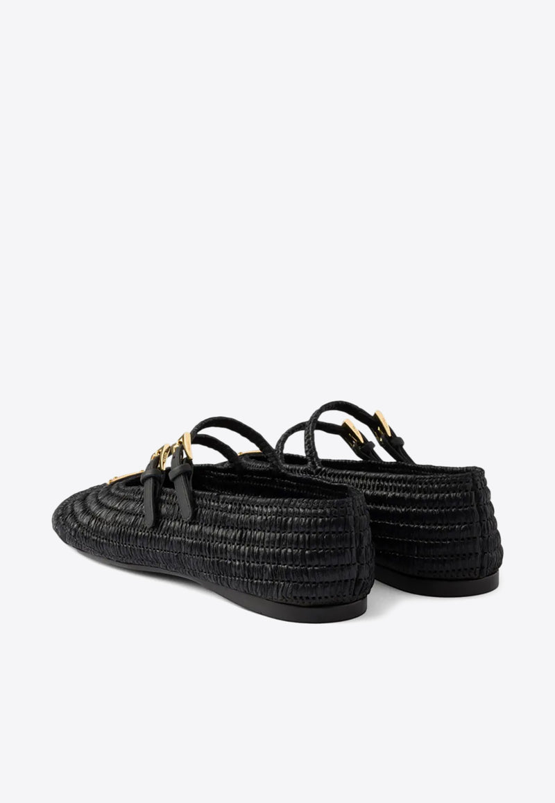 Prada Triangle Logo Crochet Knit Flats Black 1F927NF0052ACS_F0002