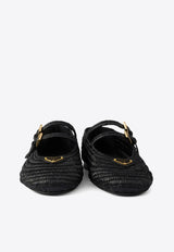 Prada Triangle Logo Crochet Knit Flats Black 1F927NF0052ACS_F0002