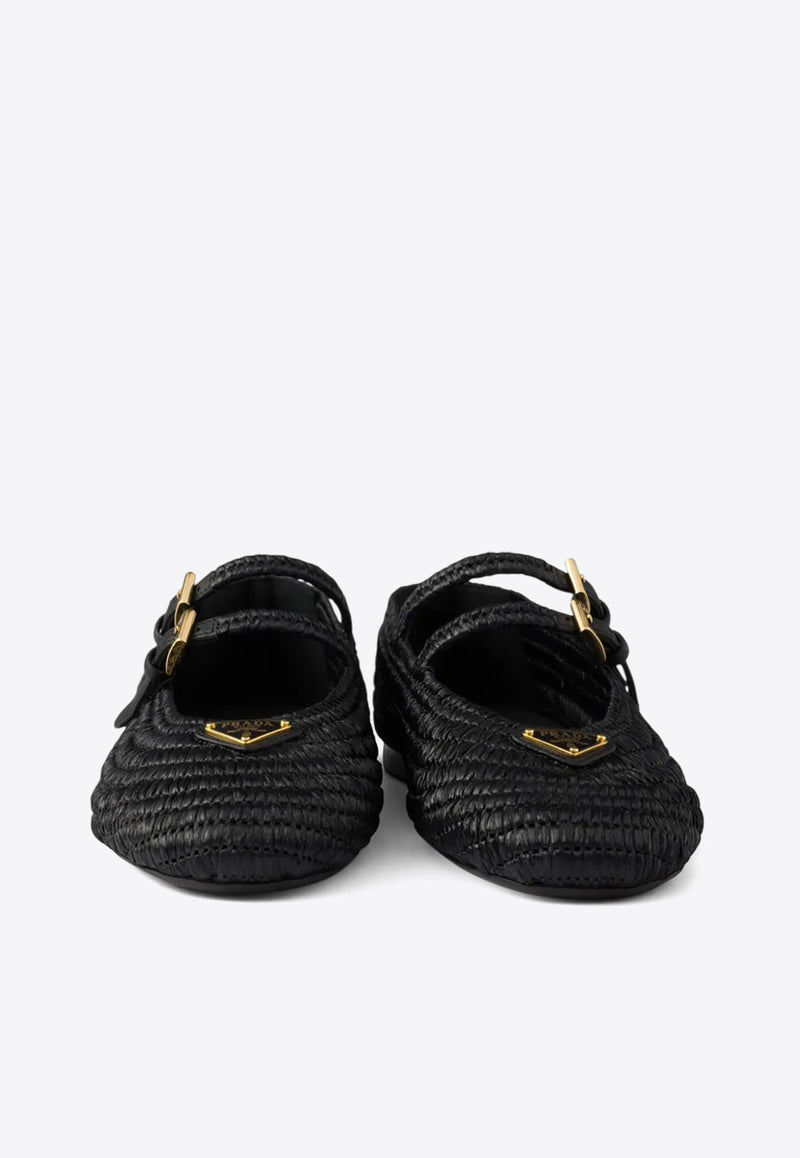Prada Triangle Logo Crochet Knit Flats Black 1F927NF0052ACS_F0002