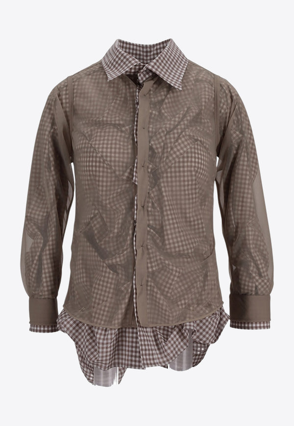 Maison Margiela Checked Layered Shirt Camel S51DT0016MTJ024_114